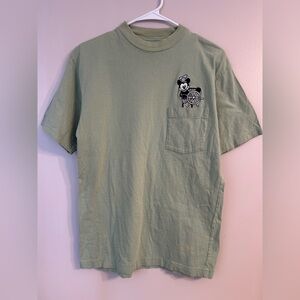 The Disney Store Steamboat Willie Mickey Mouse Embroidered Green Graphic TShirt